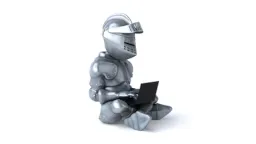 Chevalier du code un jour, chevalier du code toujours ! Un chevalier en armure utilisant un ordinateur