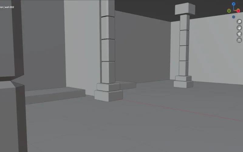 A table (dans quelques mois !) Visualisation 3D d'un espace avec des colonnes, en cours de réalisation, sans couleurs
